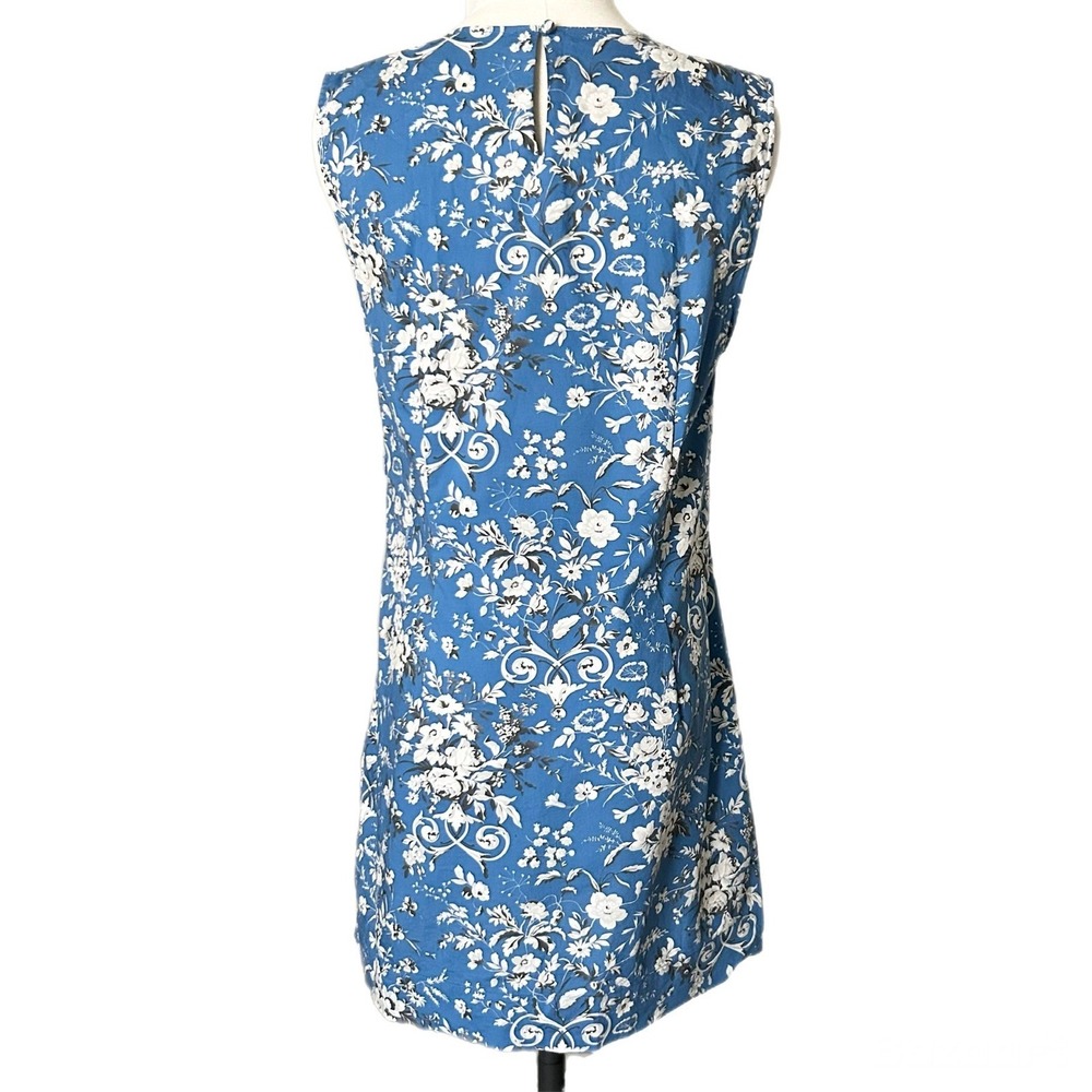 Doen Adele Dress Blue Jardins de la Fontaine Floral Cotton Mini Shift Size 8 - Picture 4 of 7